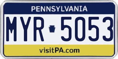 PA license plate MYR5053