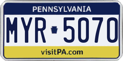 PA license plate MYR5070