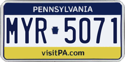 PA license plate MYR5071