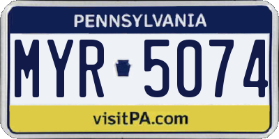 PA license plate MYR5074