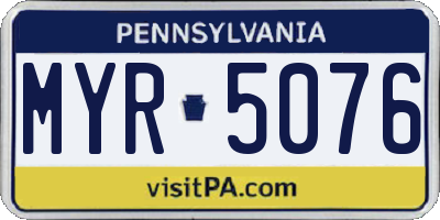 PA license plate MYR5076
