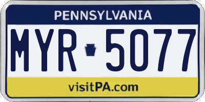 PA license plate MYR5077