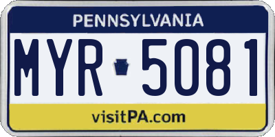 PA license plate MYR5081