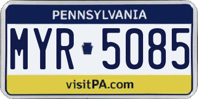 PA license plate MYR5085