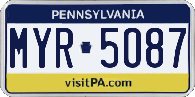 PA license plate MYR5087