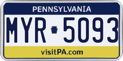 PA license plate MYR5093