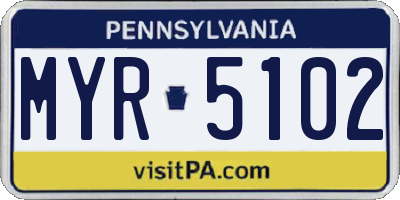 PA license plate MYR5102