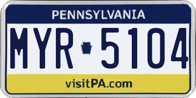 PA license plate MYR5104
