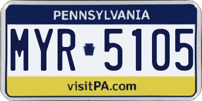 PA license plate MYR5105