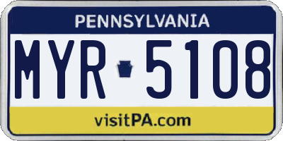 PA license plate MYR5108