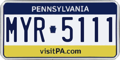 PA license plate MYR5111
