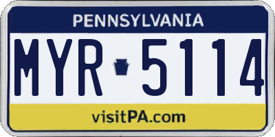 PA license plate MYR5114