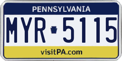 PA license plate MYR5115