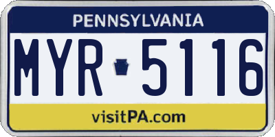 PA license plate MYR5116
