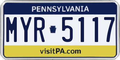 PA license plate MYR5117