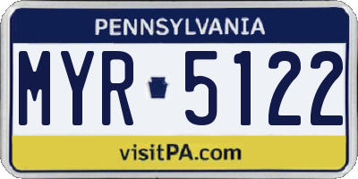 PA license plate MYR5122