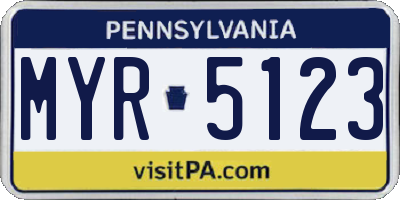 PA license plate MYR5123
