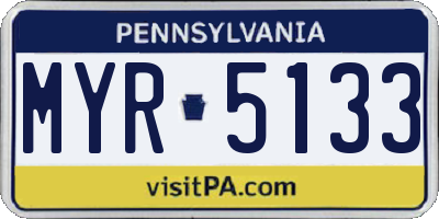 PA license plate MYR5133