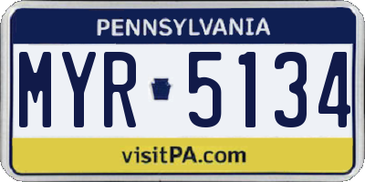 PA license plate MYR5134