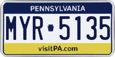 PA license plate MYR5135