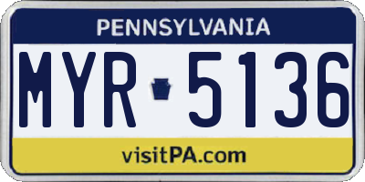 PA license plate MYR5136