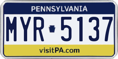 PA license plate MYR5137