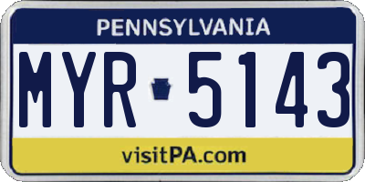 PA license plate MYR5143