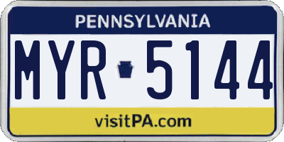 PA license plate MYR5144