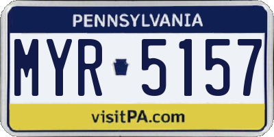 PA license plate MYR5157