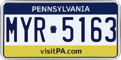 PA license plate MYR5163
