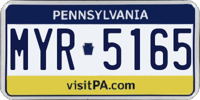 PA license plate MYR5165