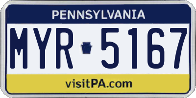 PA license plate MYR5167
