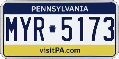 PA license plate MYR5173
