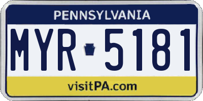 PA license plate MYR5181