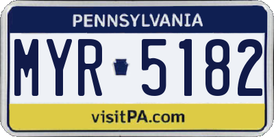 PA license plate MYR5182