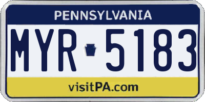 PA license plate MYR5183