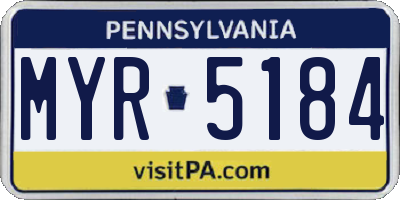PA license plate MYR5184
