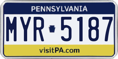 PA license plate MYR5187