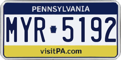 PA license plate MYR5192