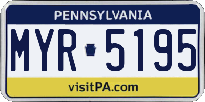 PA license plate MYR5195