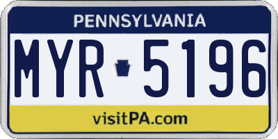 PA license plate MYR5196