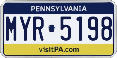 PA license plate MYR5198