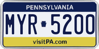 PA license plate MYR5200