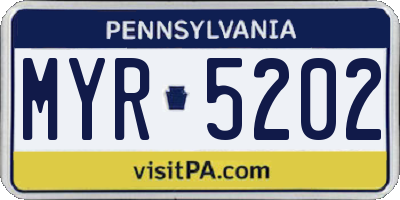 PA license plate MYR5202