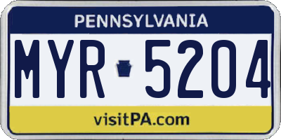 PA license plate MYR5204
