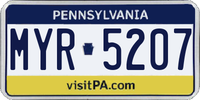 PA license plate MYR5207