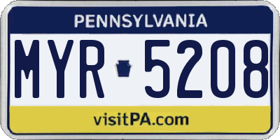 PA license plate MYR5208