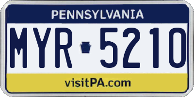PA license plate MYR5210