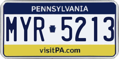 PA license plate MYR5213
