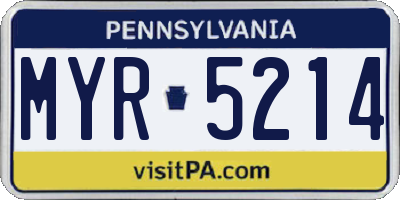 PA license plate MYR5214
